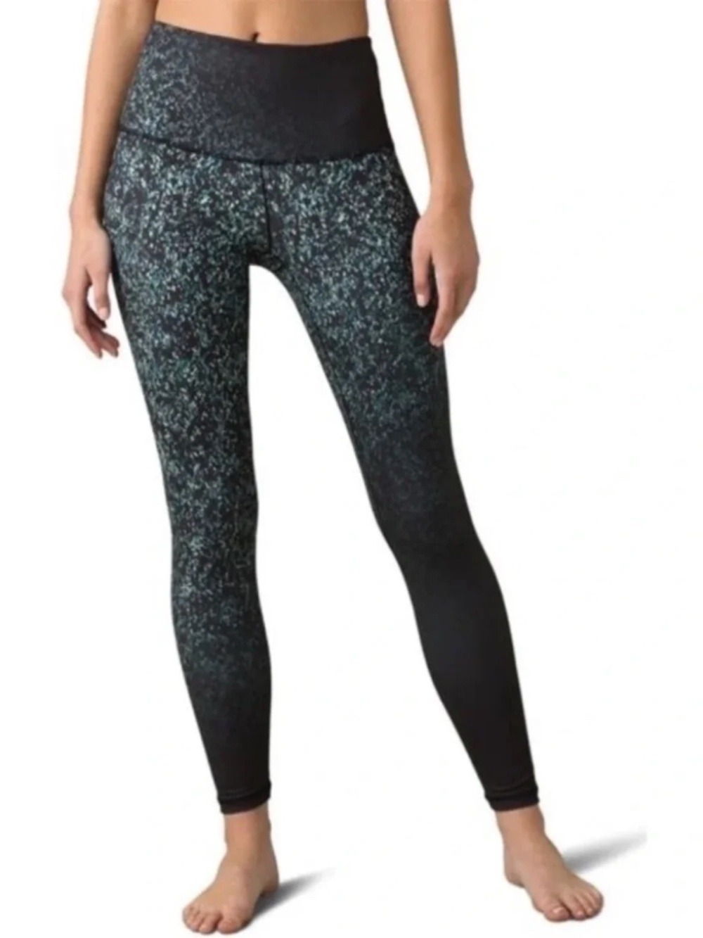 Prana Kimble Printed 7/8 Leggings High Rise Black Teal Stargazer Size XL